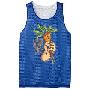 Funny Vegan Vegetarian Pun Tee Living On The Veg Cute Gift Mesh Reversible Basketball Jersey Tank