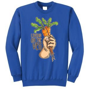 Funny Vegan Vegetarian Pun Tee Living On The Veg Cute Gift Tall Sweatshirt