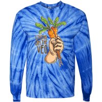 Funny Vegan Vegetarian Pun Tee Living On The Veg Cute Gift Tie-Dye Long Sleeve Shirt