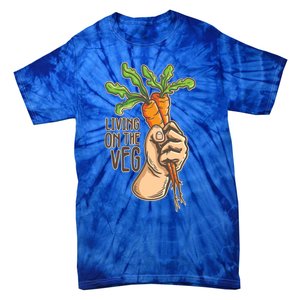 Funny Vegan Vegetarian Pun Tee Living On The Veg Cute Gift Tie-Dye T-Shirt