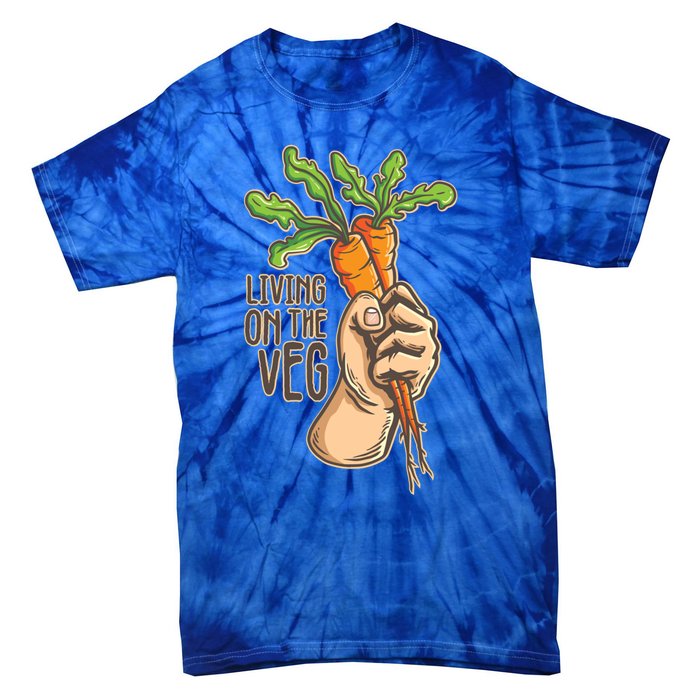 Funny Vegan Vegetarian Pun Tee Living On The Veg Cute Gift Tie-Dye T-Shirt