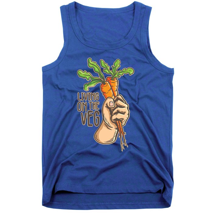 Funny Vegan Vegetarian Pun Tee Living On The Veg Cute Gift Tank Top