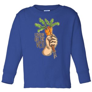 Funny Vegan Vegetarian Pun Tee Living On The Veg Cute Gift Toddler Long Sleeve Shirt