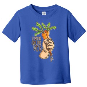 Funny Vegan Vegetarian Pun Tee Living On The Veg Cute Gift Toddler T-Shirt