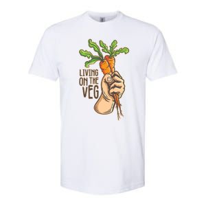 Funny Vegan Vegetarian Pun Tee Living On The Veg Cute Gift Softstyle CVC T-Shirt