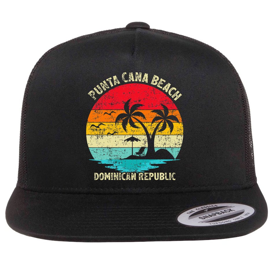 Family Vacation Vintage Dominican Republic Punta Cana Beach Flat Bill Trucker Hat