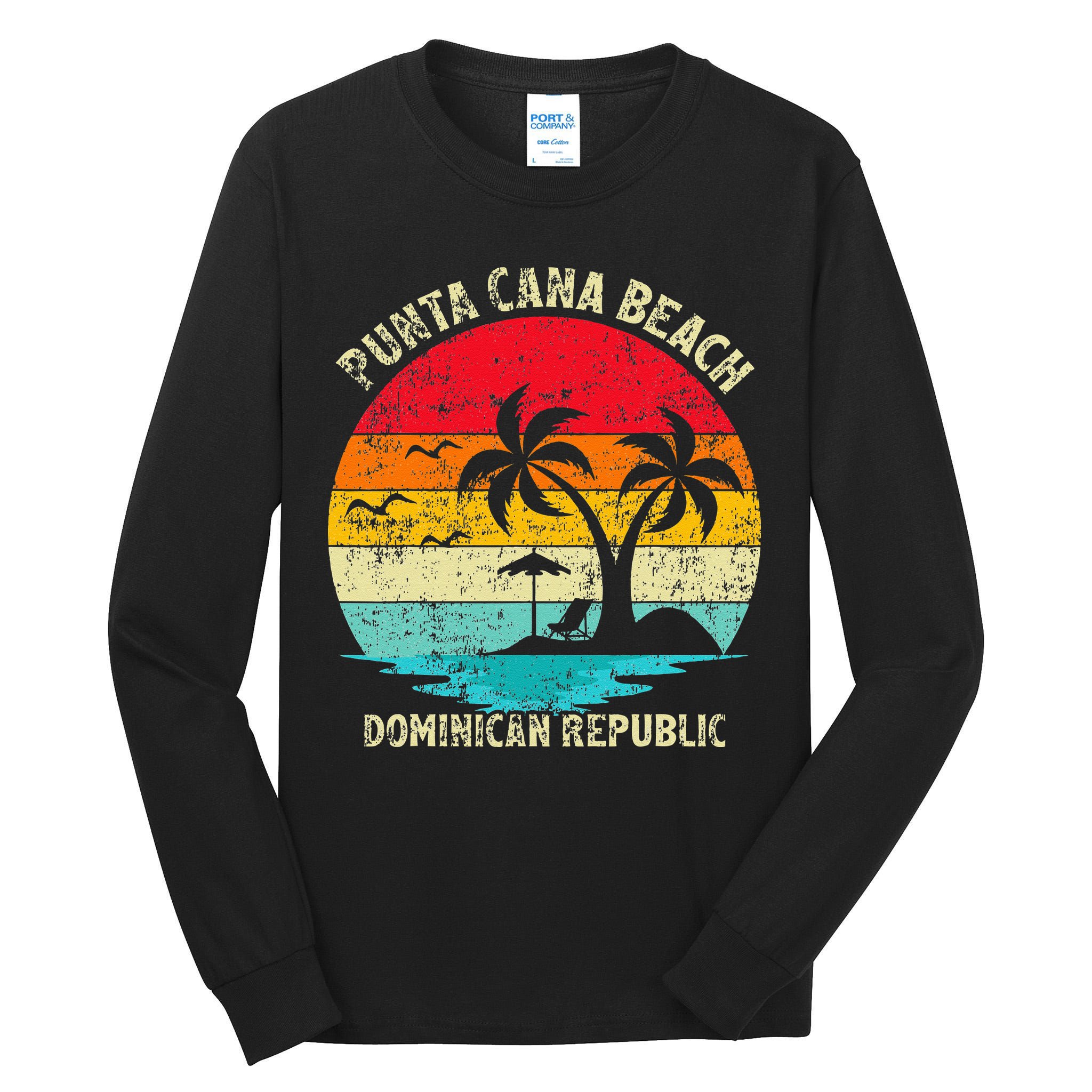 Family Vacation Vintage Dominican Republic Punta Cana Beach Tall Long Sleeve T-Shirt