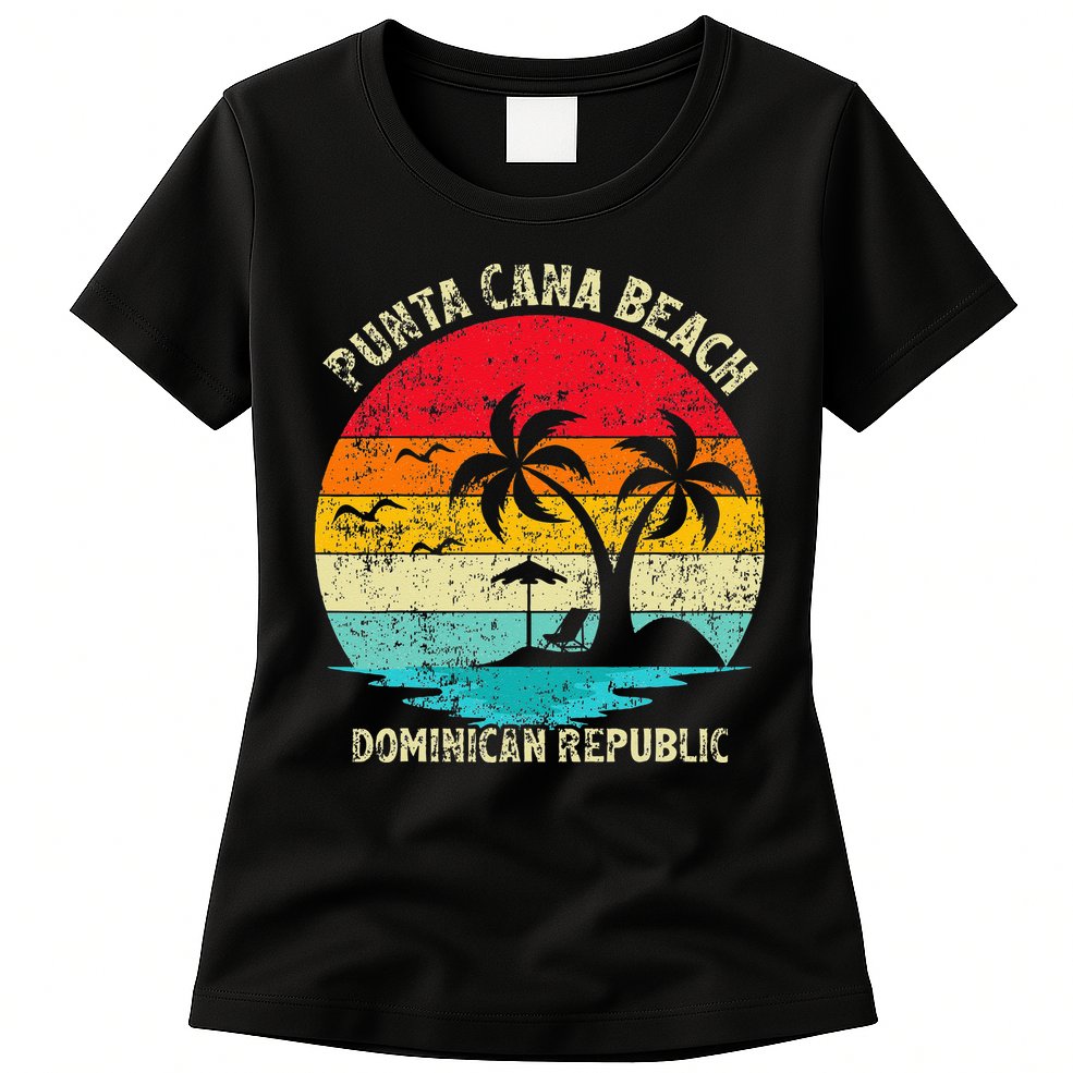 Family Vacation Vintage Dominican Republic Punta Cana Beach Womens T-Shirt