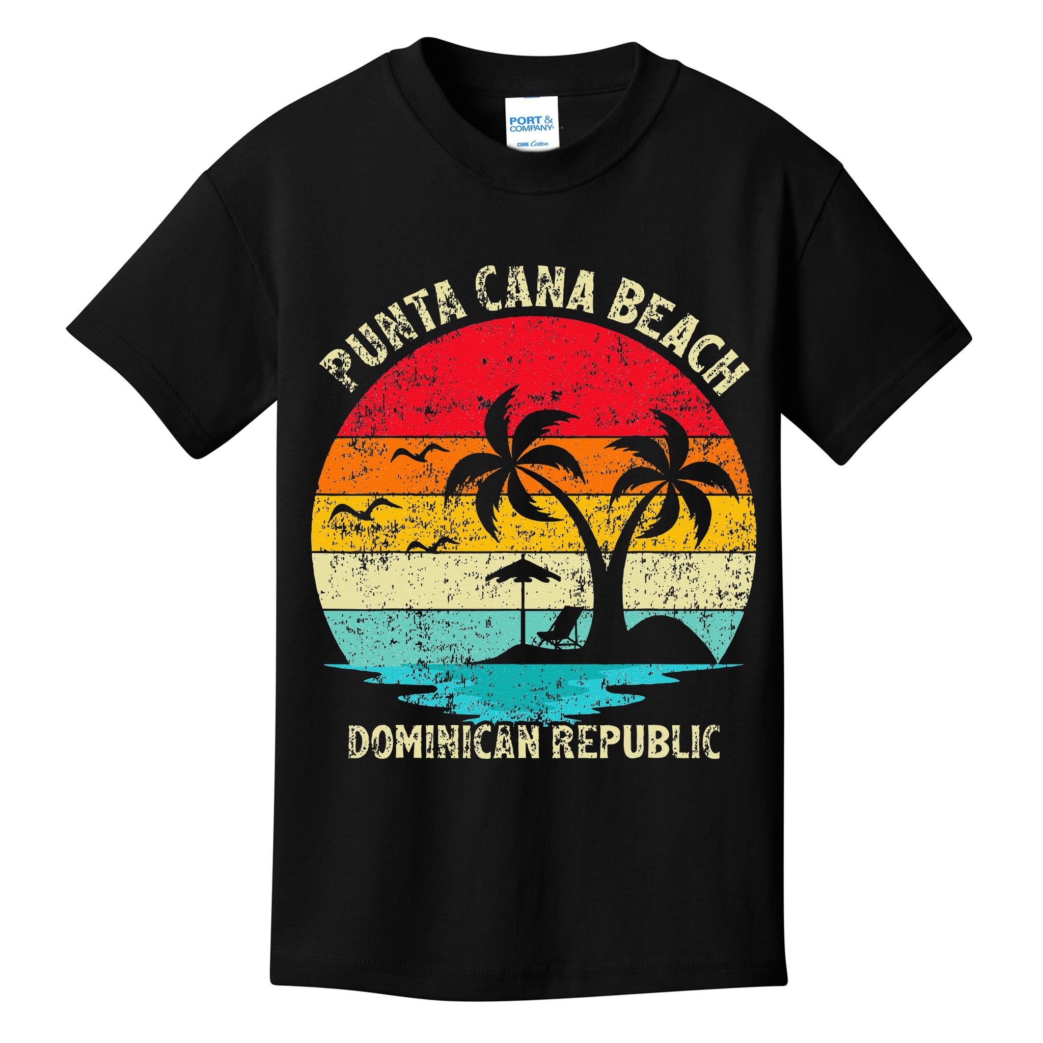 Family Vacation Vintage Dominican Republic Punta Cana Beach Kids T-Shirt