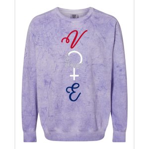 Feminine Vote Voting Rights Red White Blue 2024 Election Colorblast Crewneck Sweatshirt