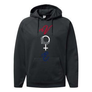 Feminine Vote Voting Rights Red White Blue 2024 Election Performance Fleece Hoodie