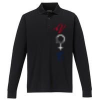 Feminine Vote Voting Rights Red White Blue 2024 Election Performance Long Sleeve Polo