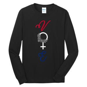 Feminine Vote Voting Rights Red White Blue 2024 Election Tall Long Sleeve T-Shirt