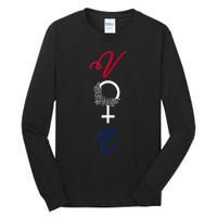 Feminine Vote Voting Rights Red White Blue 2024 Election Tall Long Sleeve T-Shirt