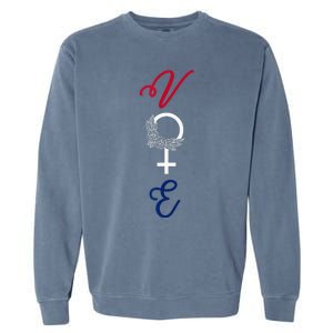 Feminine Vote Voting Rights Red White Blue 2024 Election Garment-Dyed Sweatshirt