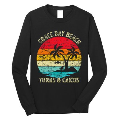 Family Vacation Vintage Turks And Caicos Grace Bay Beach Long Sleeve Shirt