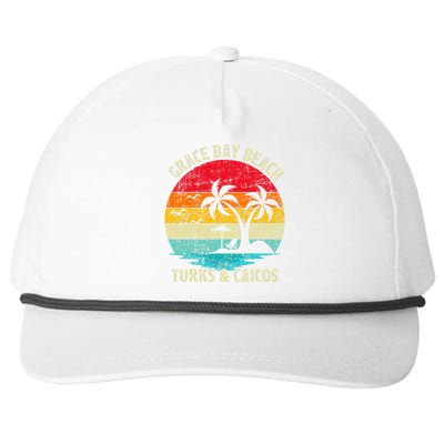 Family Vacation Vintage Turks And Caicos Grace Bay Beach Snapback Five-Panel Rope Hat