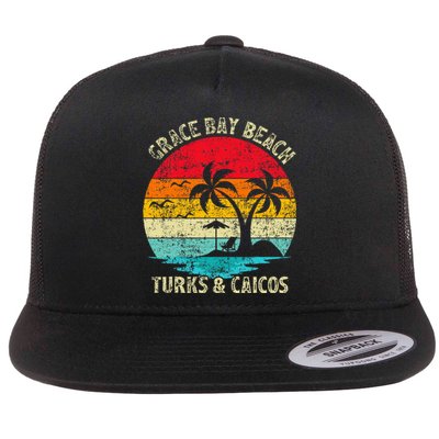 Family Vacation Vintage Turks And Caicos Grace Bay Beach Flat Bill Trucker Hat