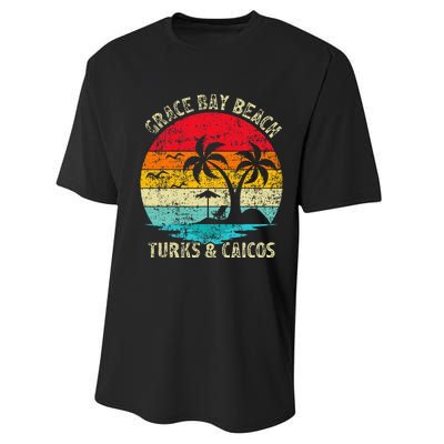 Family Vacation Vintage Turks And Caicos Grace Bay Beach Performance Sprint T-Shirt