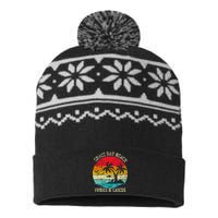 Family Vacation Vintage Turks And Caicos Grace Bay Beach USA-Made Snowflake Beanie