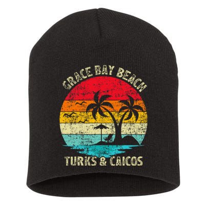 Family Vacation Vintage Turks And Caicos Grace Bay Beach Short Acrylic Beanie