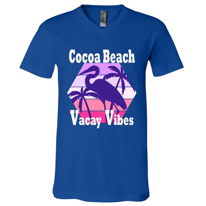 Family Vacay Vibes Cocoa Beach Fun Trip Vacation Mode Cute Gift V-Neck T-Shirt