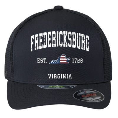 Fredericksburg Virginia Va Vintage American Flag Design Flexfit Unipanel Trucker Cap