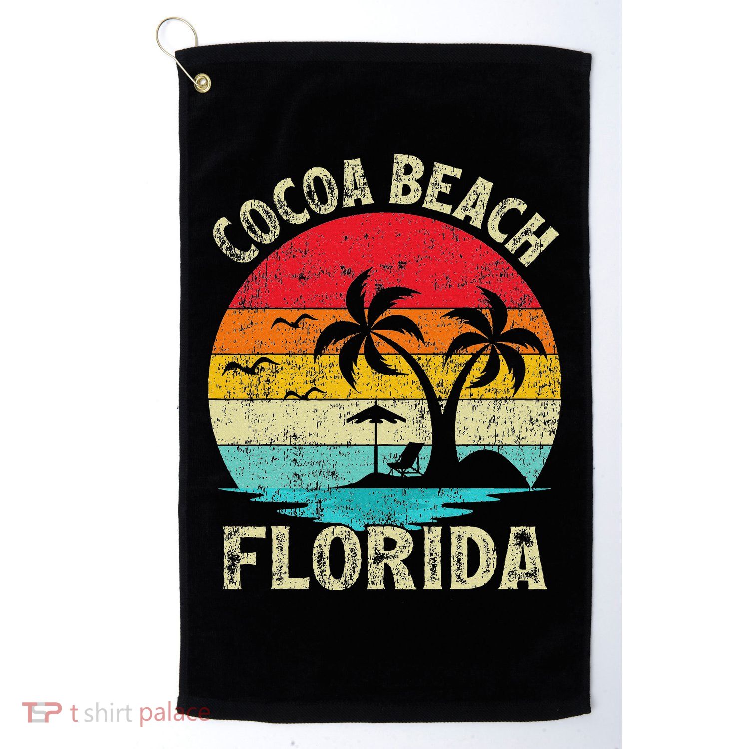 Family Vacation Vintage Retro Florida Cocoa Beach Golf Towel