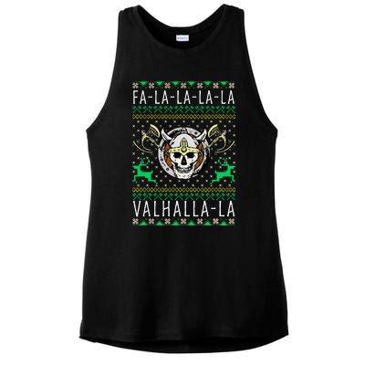 Falalala Valhallala Viking God Ugly Christmas Ladies PosiCharge Tri-Blend Wicking Tank