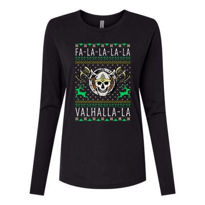 Falalala Valhallala Viking God Ugly Christmas Womens Cotton Relaxed Long Sleeve T-Shirt