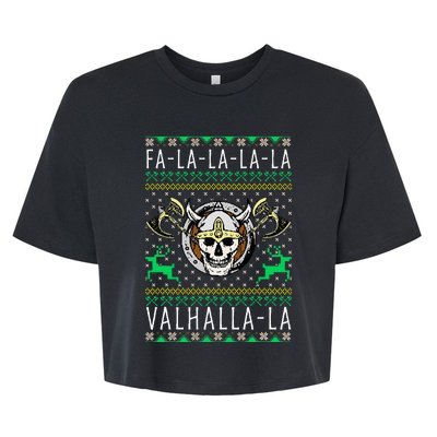 Falalala Valhallala Viking God Ugly Christmas Bella+Canvas Jersey Crop Tee