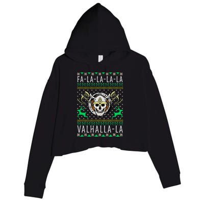 Falalala Valhallala Viking God Ugly Christmas Crop Fleece Hoodie