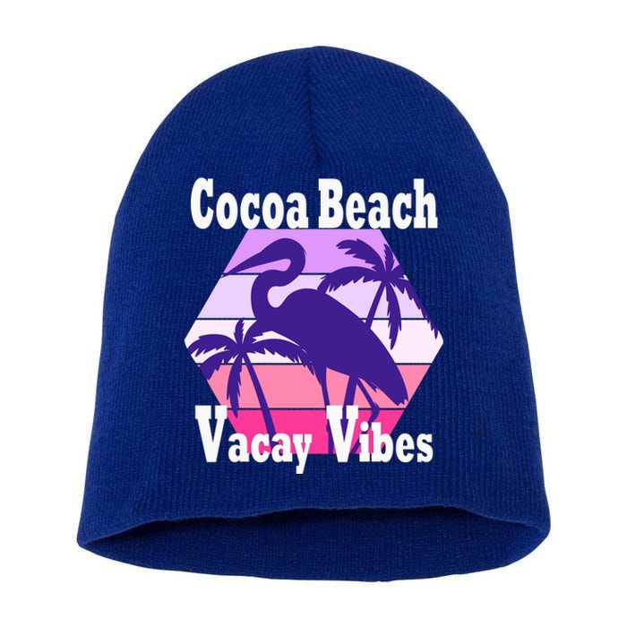 Family Vacay Vibes Cocoa Beach Fun Trip Vacation Mode Gift Short Acrylic Beanie