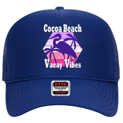 Family Vacay Vibes Cocoa Beach Fun Trip Vacation Mode Gift High Crown Mesh Back Trucker Hat