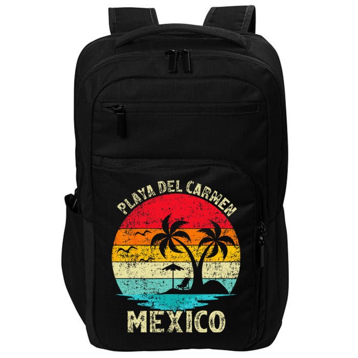 Family Vacation Vintage Retro Mexico Playa Del Carmen Beach Impact Tech Backpack