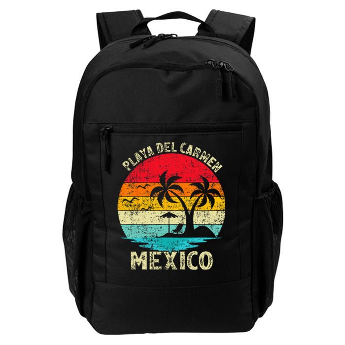 Family Vacation Vintage Retro Mexico Playa Del Carmen Beach Daily Commute Backpack