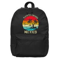 Family Vacation Vintage Retro Mexico Playa Del Carmen Beach 16 in Basic Backpack