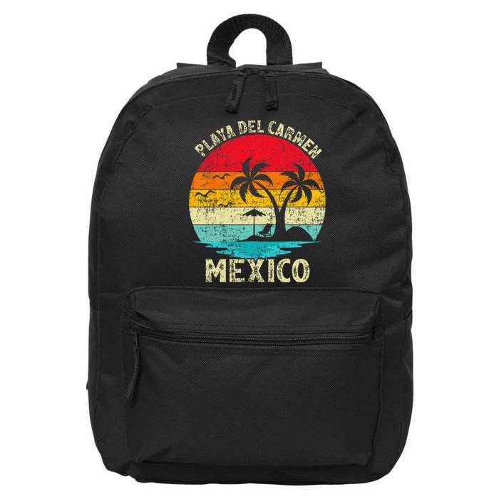 Family Vacation Vintage Retro Mexico Playa Del Carmen Beach 16 in Basic Backpack