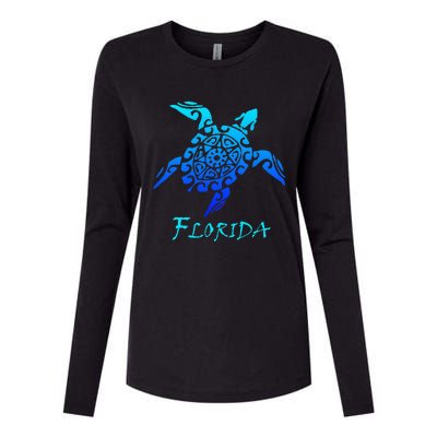 Florida Vacation Vintage Retro Sea Turtle Womens Cotton Relaxed Long Sleeve T-Shirt