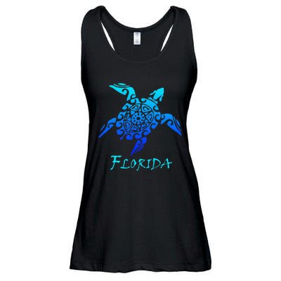 Florida Vacation Vintage Retro Sea Turtle Ladies Essential Flowy Tank