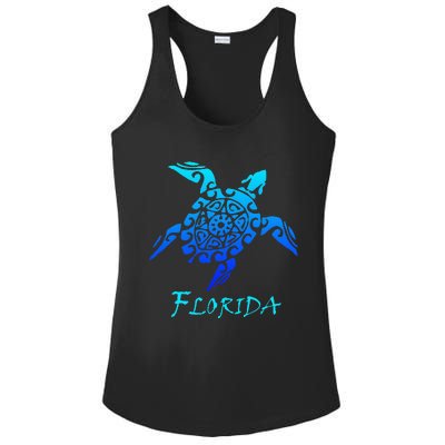 Florida Vacation Vintage Retro Sea Turtle Ladies PosiCharge Competitor Racerback Tank