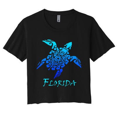 Florida Vacation Vintage Retro Sea Turtle Women's Crop Top Tee