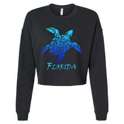 Florida Vacation Vintage Retro Sea Turtle Cropped Pullover Crew