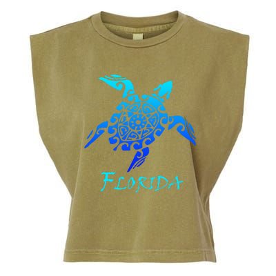 Florida Vacation Vintage Retro Sea Turtle Garment-Dyed Women's Muscle Tee