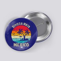 Family Vacation Vintage Retro Mexico Riviera Maya Beach Gift Button