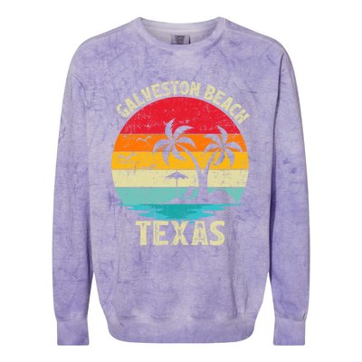 Family Vacation Vintage Retro Texas Galveston Beach Funny Gift Colorblast Crewneck Sweatshirt