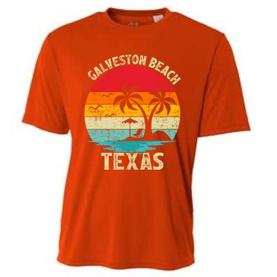 Family Vacation Vintage Retro Texas Galveston Beach Funny Gift Cooling Performance Crew T-Shirt