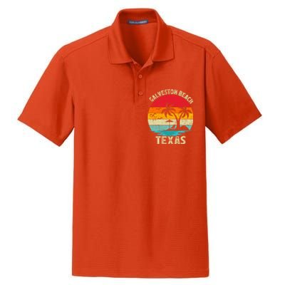 Family Vacation Vintage Retro Texas Galveston Beach Funny Gift Dry Zone Grid Polo