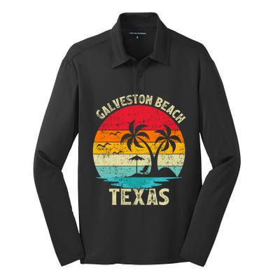 Family Vacation Vintage Retro Texas Galveston Beach Funny Gift Silk Touch Performance Long Sleeve Polo