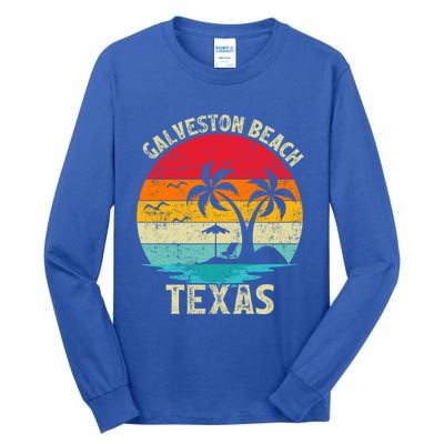 Family Vacation Vintage Retro Texas Galveston Beach Funny Gift Tall Long Sleeve T-Shirt